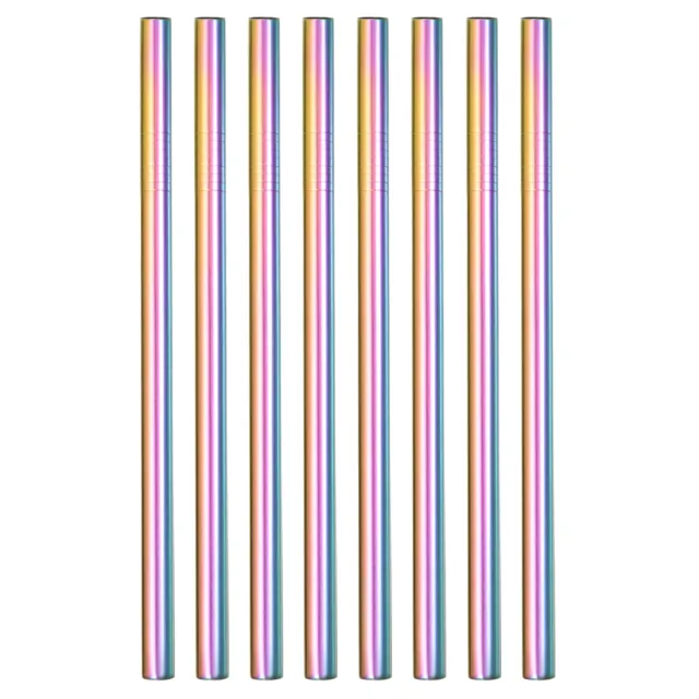 8Pcs 8.46" Long Stainless Steel Straight Straws for Travel Mugs(Rainbow)