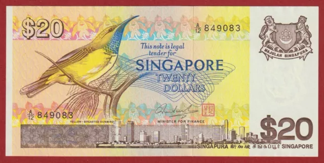 🇸🇬 Singapore. 20 Dollars. ND (1979). Bird / Plane.  P.12. Crisp GEM Unc 2