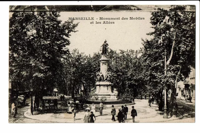 CPA-Carte postale-France - Marseille -Monument des Mobiles et les Allées-1922