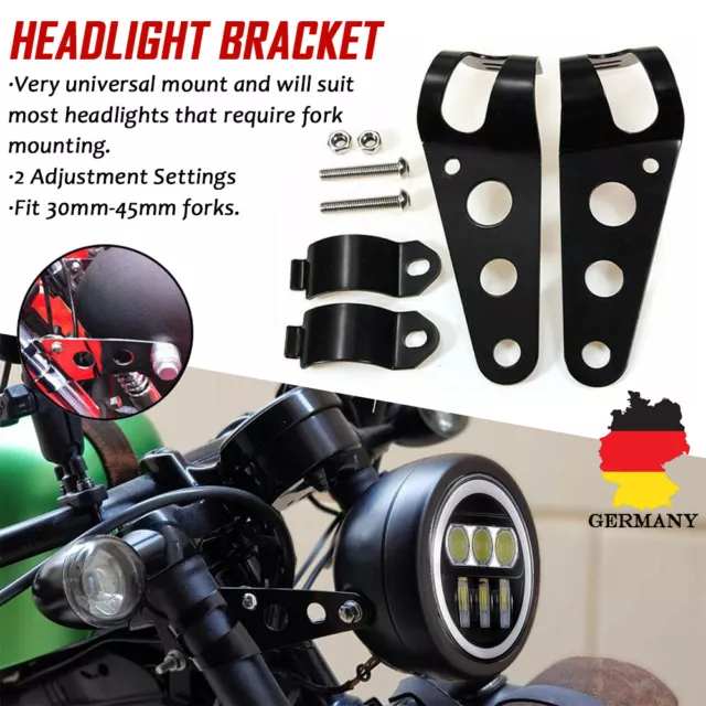 MOTORRAD SCHEINWERFER-HALTER 52MM - 53mm Gabel Montiert Gebürstet Legierung  EUR 102,57 - PicClick DE