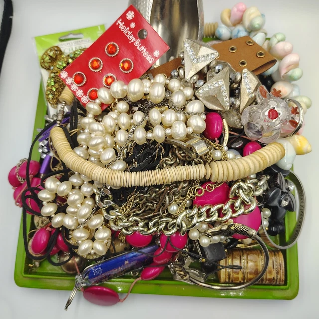3 Pfund Vintage Trödel Schmuck Konvolut Einige Gebrauchsspuren