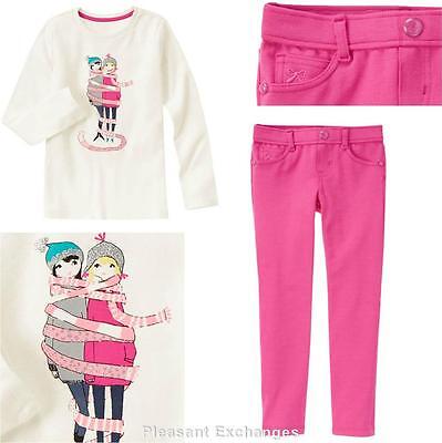 NWT Gymboree 6 or 7 PLAY BY HEART Girls 2pc Scarf Sparkle Top & Pink Ponte Pants