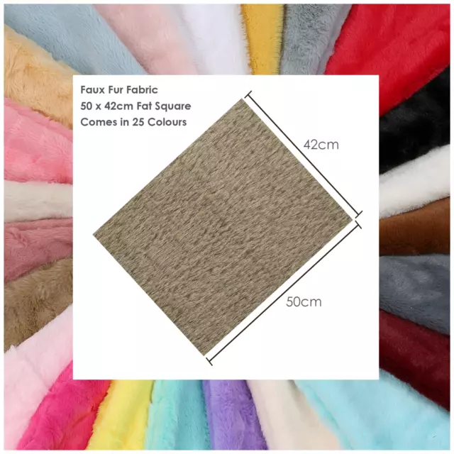 Faux Fur Fabric Fat Squares 50x42cm,Fluffy Furry Plush Handle.Toy Making Crafts