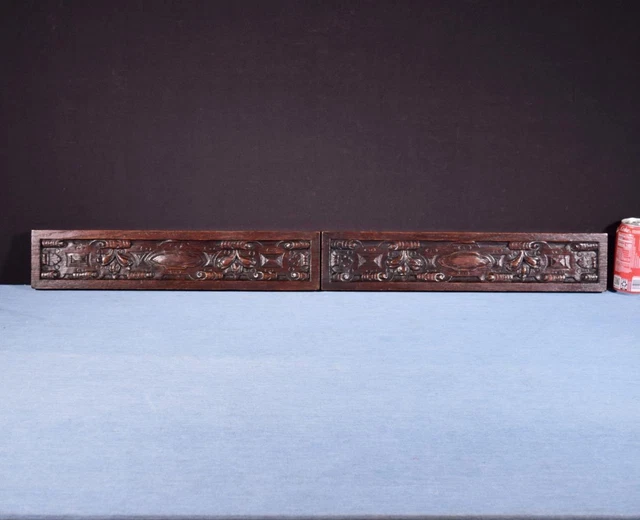 French Antique Hand Carved Architectural Drawer Fronts/Panels in Solid Oak Wood 2