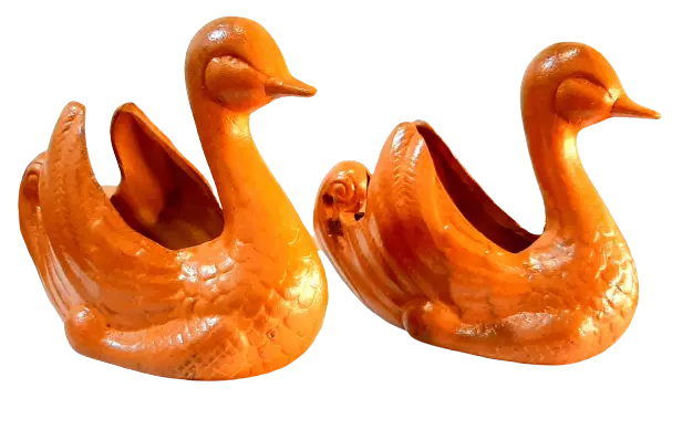 Mini terracotta Swan pots - indoor & outdoor Home deco 2Pcs Plant care Clay pot