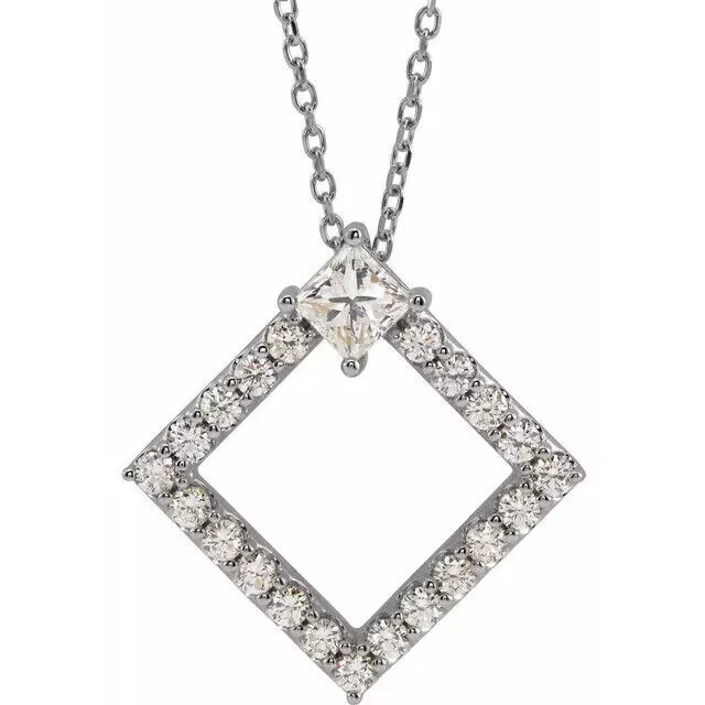 Sterling Silver Natural White Sapphire & 3/8 CTW Natural Diamond 16-18" Necklace