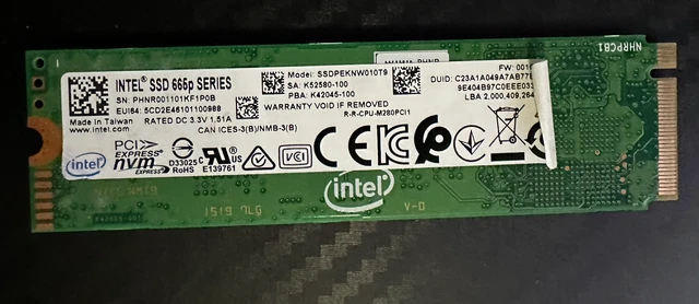 INTEL 1TB 665P Series SSD NVMe PCI Gen3 x SSDPEKNW010T9 SSD