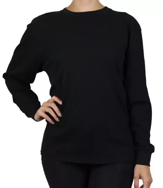 Women's Crew Neck Waffle-Knit Long Sleeve Thermal Shirt ( Size S-2XL ) BRAND NEW