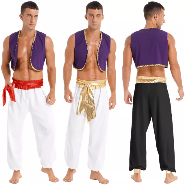 DE Herren Arabischer Prinz Kostüm Weste mit Hose Set Halloween Karneval Party