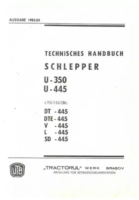 300685 Technisches Handbuch UTB Universal 350 450 Rumänien Betriebsanleitung 2