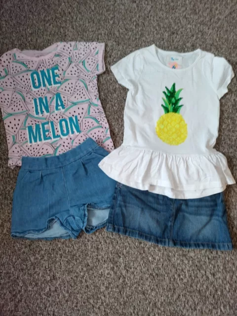 Girls Summer Outfits Bundle Next Shorts&Skirt And Matalan/TU Tops 3-4 Years