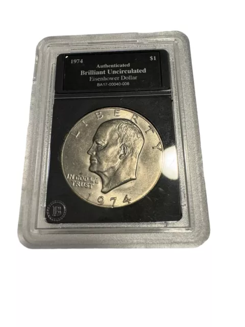 1974 Authenticated Brilliant Uncirculated Eisenhower Dollar Coin