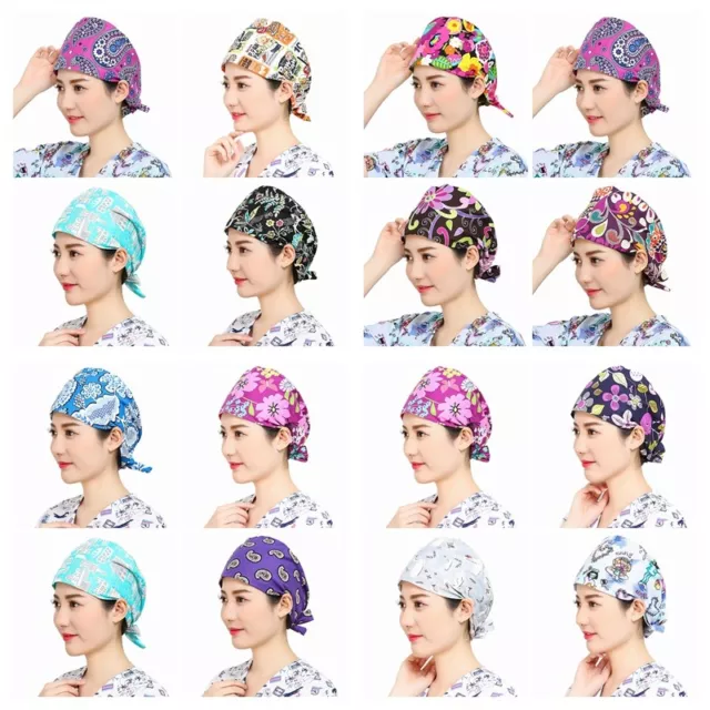 72 Kinds Men Women Printing Scrub Cap Hat Work Accessories Head Wear Adjustable 2