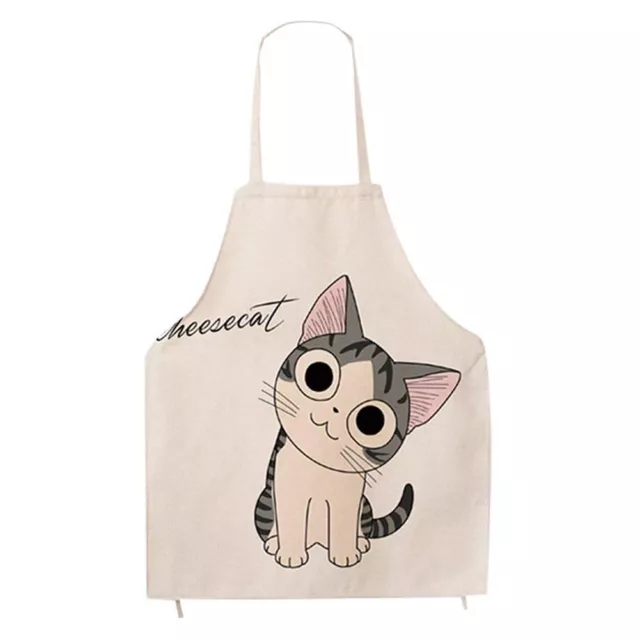 Cute Cat Cartoon Apron for Women Japanese Fun Cotton Kitchen Apron Smile Kitty