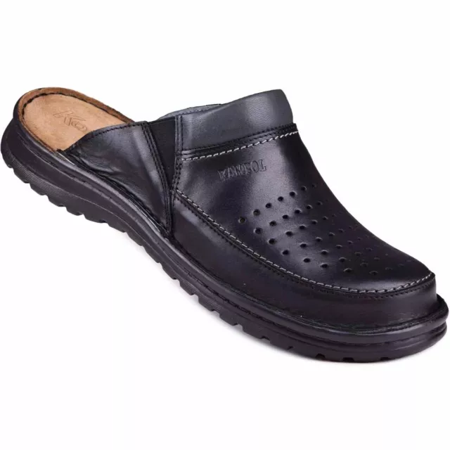 Men's leather slippers 219 Kampol black