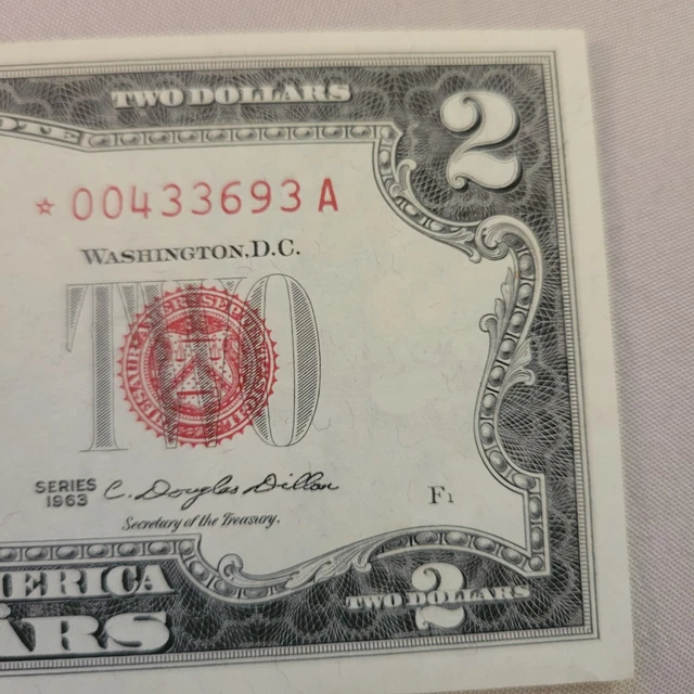 ⭐️2 Dollar Bill 1963 ”*Star Note” and “RED SEAL” High Value Note🌟⭐️💎