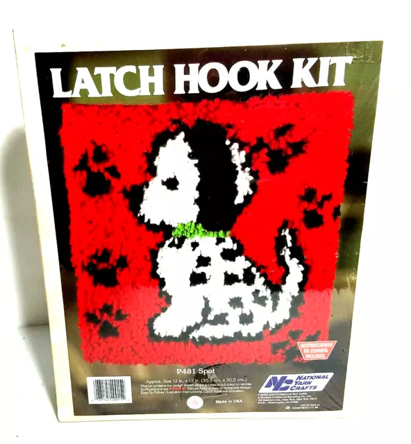 Dalmation Puppy New Vintage National Yarn Latch Rug Kit. 12x12 dog paws