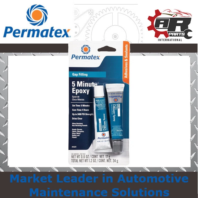 Permatex® - 5 Minute Epoxy Glue - Dries Clear - up to 3400 PSI Strength - 34g