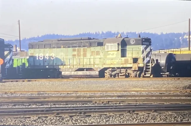 Vintage Photo Slide 1974 Train BN Burlington Northern Locomotive 1843