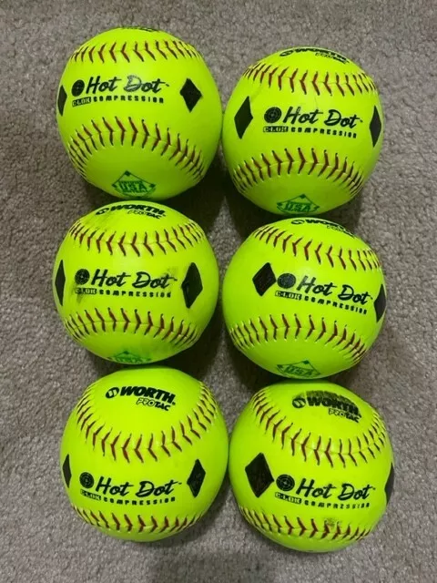 Worth 12 Official League Slowpitch Softballs - 6 Pack