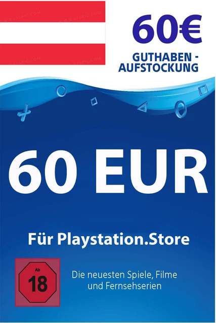 60€ PSN AT Card - 60 Euro Playstation Network Guthaben Digital Code - Österreich
