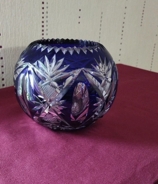 Grand Vase En Cristal Design Vintage Années 50 – Style Boule Ou Seau à Champagne