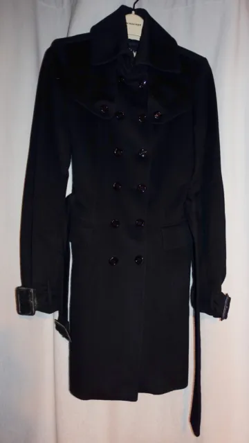 Burberry London Wool Women Coat Black Size 4 Made in Italy