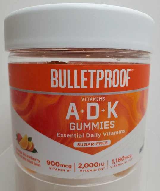 BULLETPROOF SUGARFREE ORANGE Strawberry Vitamins A+D+K Gummies, 60