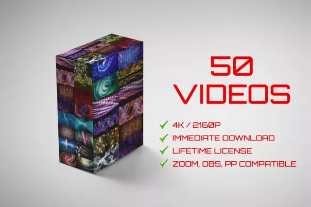 PAQUETE DE 50 CLIPS / 4K Partículas en cascada Fondos de video VJ Loops / 4k 2160P