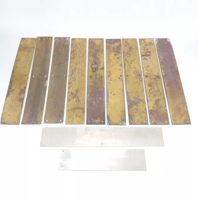 Joblot Reclaimed Brass Door Kickplates & Push Plates Tarnished for Spares/Refurb