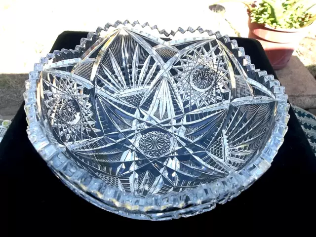 Abp  8" American   Brilliant Cut Glass  Round Serving  Bowl 4" Tall