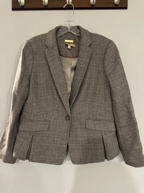 Talbots Tweed Blazer Jacket Women’s Size 8 Petite Gray Woven Wool Blend