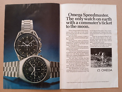 Original 1971 OMEGA Speedmaster NASA  Watch print ad 25X17cm 2 pages .