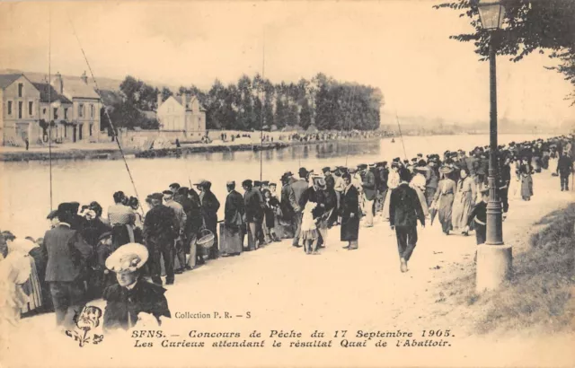 Cpa 89 Sens Concours De Peche 1905 Les Curieux Attendant Le Resultat