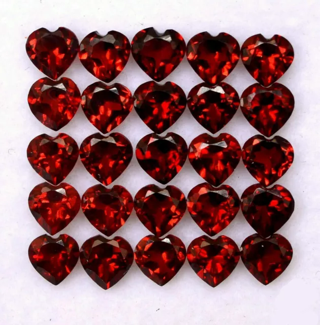 Natural Red Garnet 4X4 Mm Heart Cut Faceted Loose Aaa Gemstone Wholesale Lot