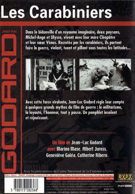Les Carabiniers / [ De Jean Luc Godard ] / Dvd Neuf Sous Blister D'origine / Vf 2