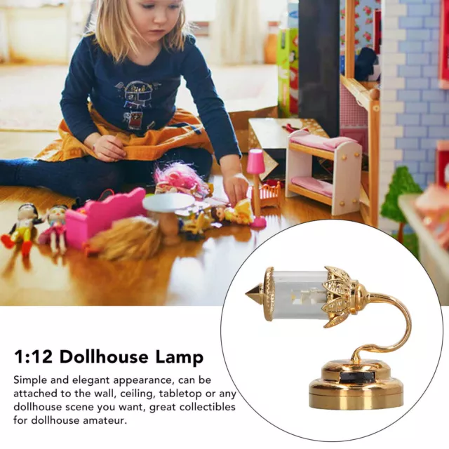 1:12 Scale Dollhouse Lamp Golden Metal Transparent Lampshade Miniature Dollhouse