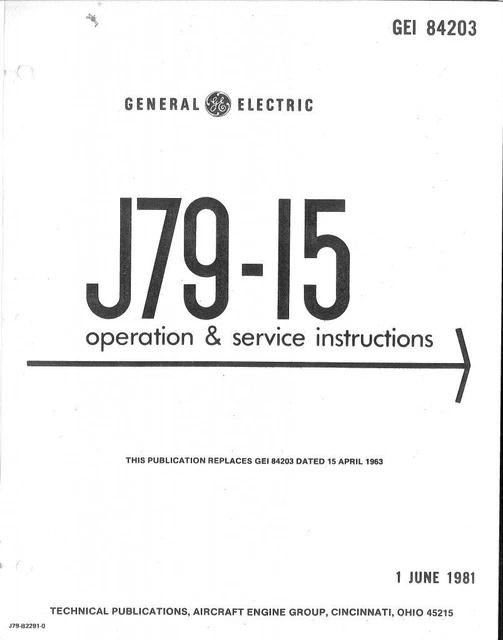 GENERAL ELECTRIC J79 Jet engine manual historic archive F-4 Phantom