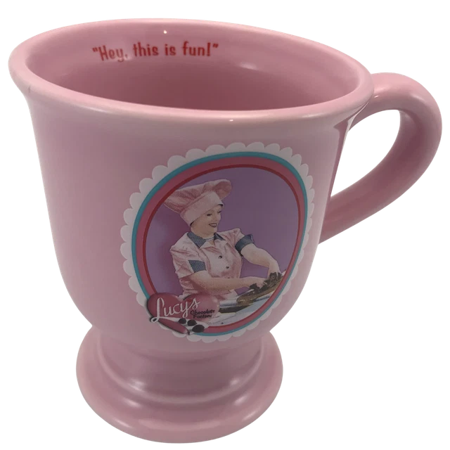 I Love Lucy Collectible Coffee Mug 14oz Lucy's Chocolate Factory Pedestal Pink