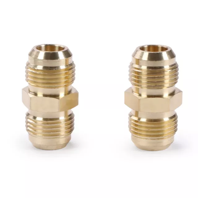 U.S. Solid Brass Pipe Flare Fitting Gas Connector 1/2" Male x 1/2" Male, 2pcs