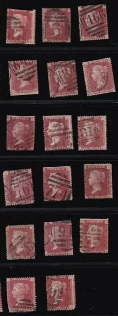 GB Victorian SG43 sg44 1d penny red line engraved Plate 219 qv postage stamps