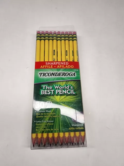 TICONDEROGA Pencils, Wood-Cased, Pre-Sharpened, Graphite #2 HB Soft, Yellow, 30-
