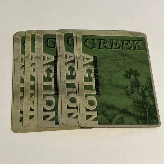 Age Of Mythology Board Game: 14 Replacement Green Greek Permanent Action Cards