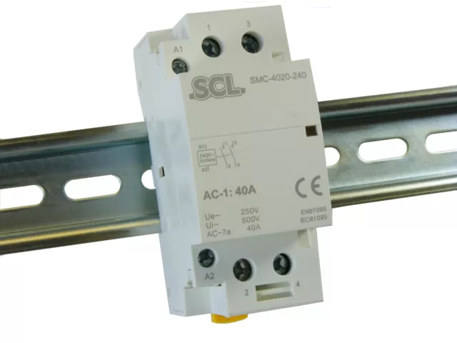 Din Rail Modular Contactor 40 Amp 2 Pole Normally open 240v Coil