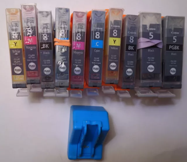 Chip resetter and 10 empty original Canon ink cartridges CLI-8 and PGI-5BK