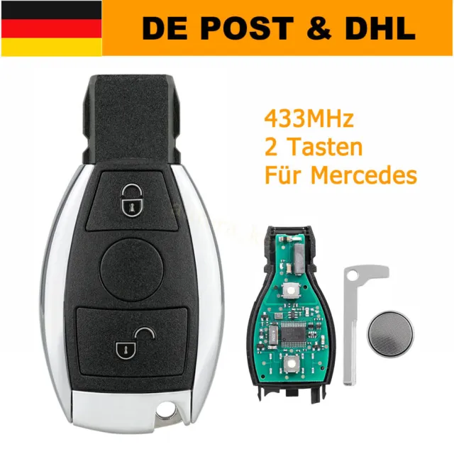 433MHz 2 Tasten Funk Schlüssel Fernbedienung Für Mercedes A B C E S ML G W212