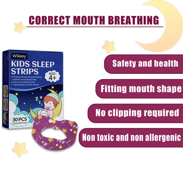 Anti-Snoring Stickers Children Night Sleep Lip Nose Breathing Improving Pa-AH