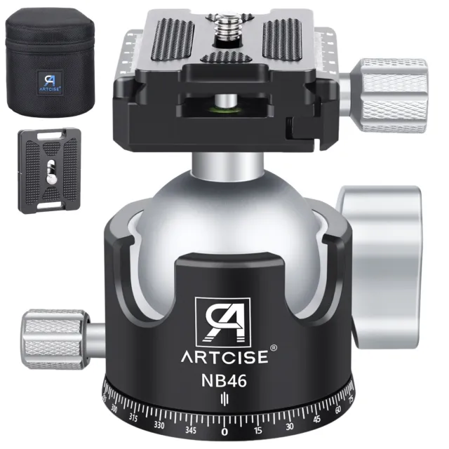 ARTCISE Low-Profile-Kamera-Stativ-Kugelkopf 46-mm Panorama-Kugelkopf 55lbs/25kg