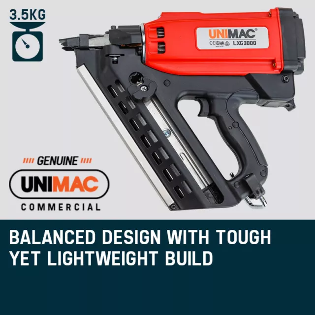 UNIMAC Cordless Framing Nailer 34 Degree Gas Nail Gun Portable Battery Charger 2