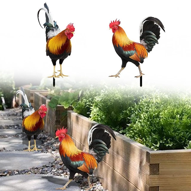Statue di gallo in metallo Decorazioni da giardino per esterni